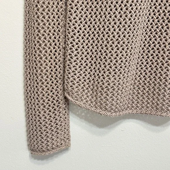 C&C California Fisherman Open Knit Sweater Top Women S Tan Beach Vacation Cruise - Picture 6 of 12